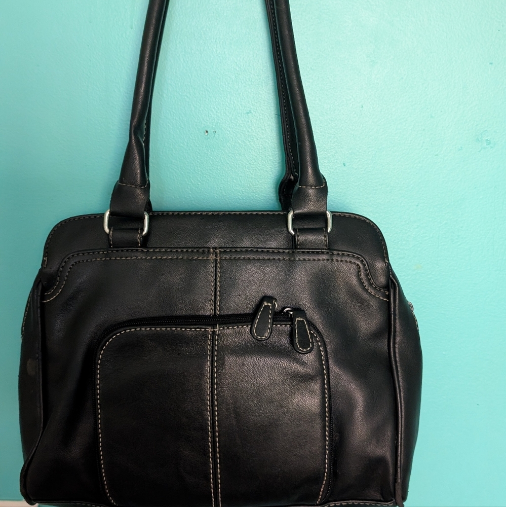 Elegant Black Leather Tote Bag